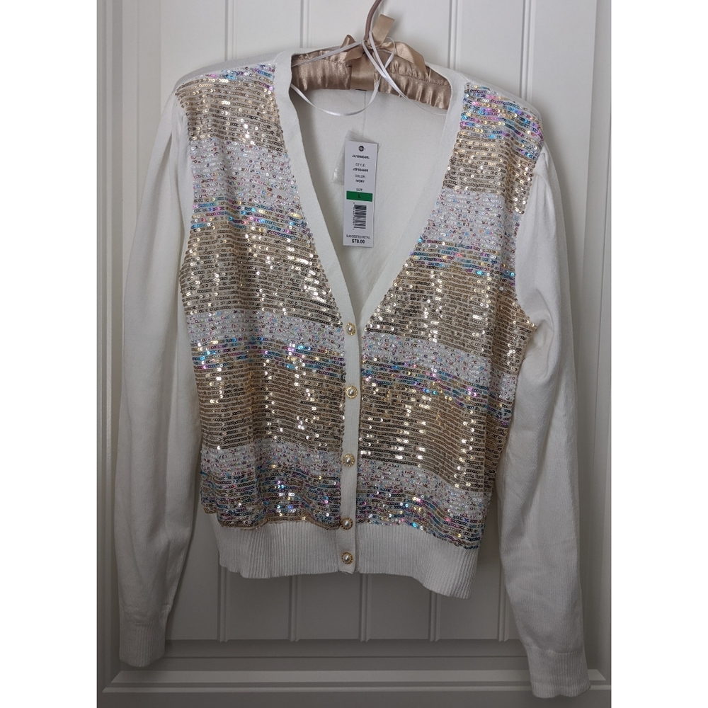 NWT Joseph A Embellished V-Neck Cardigan